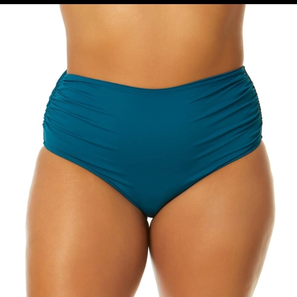 ANNE COLE Hi-Waist Convertible Bikini Bottom Deep Slate Blue SIZE XLARGE New